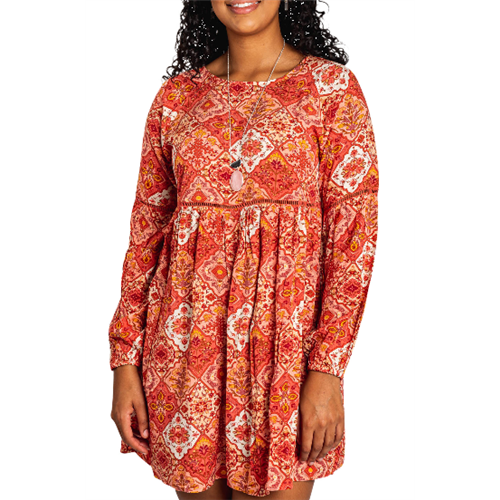 Floral Tile Paprika Mini Dress